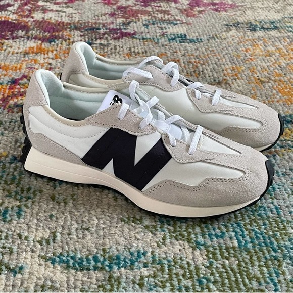 New Balance Shoes - New Balance 327 Retro Sneakers Sea Salt Grey Black WOMEN'S 8